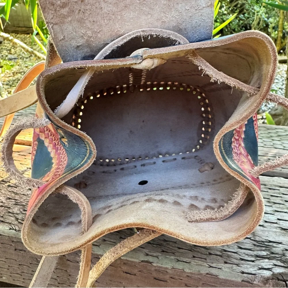 Leather Embossed and Hand-painted Artisan Backpack
